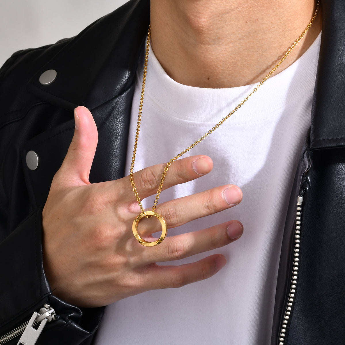 G廠-歐美飾品 不鏽鋼維京盧恩符莫比烏斯吊墜鋼色男項鍊 配飾「PN-1708」25.04-3