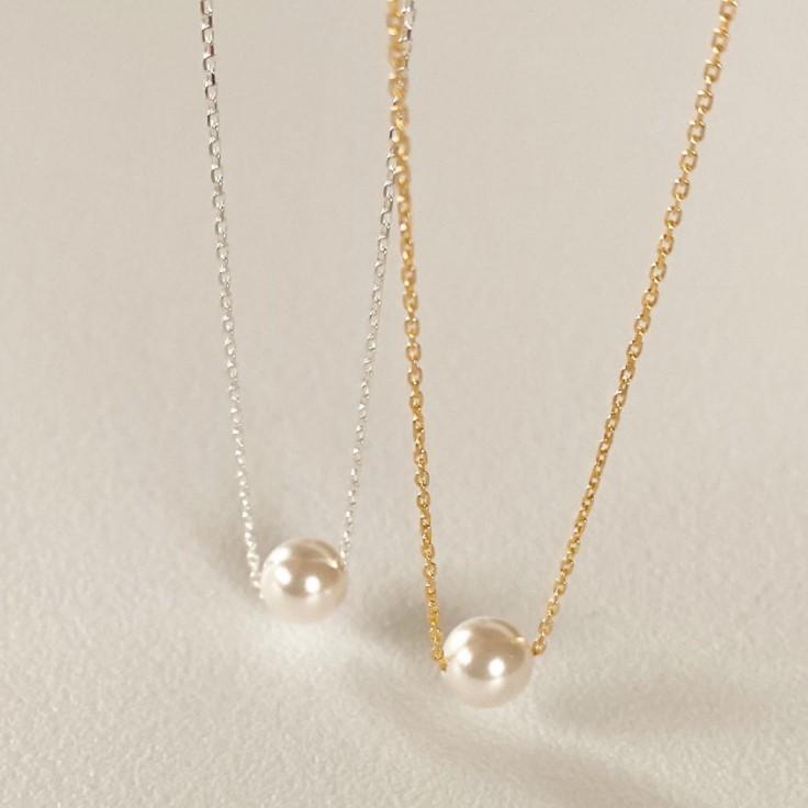 F廠-韓國韓版925純銀INS 小紅書珍珠米珠項鍊銀飾品簡約項鍊「B1080」25.04-4