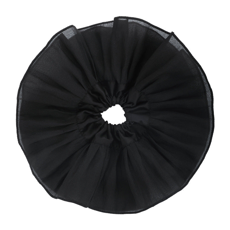 E廠-韓版超大褶皺雙層髮圈大腸圈高級感黑白頭繩頭花百搭髮飾簡約髮圈「26188」25.06-3