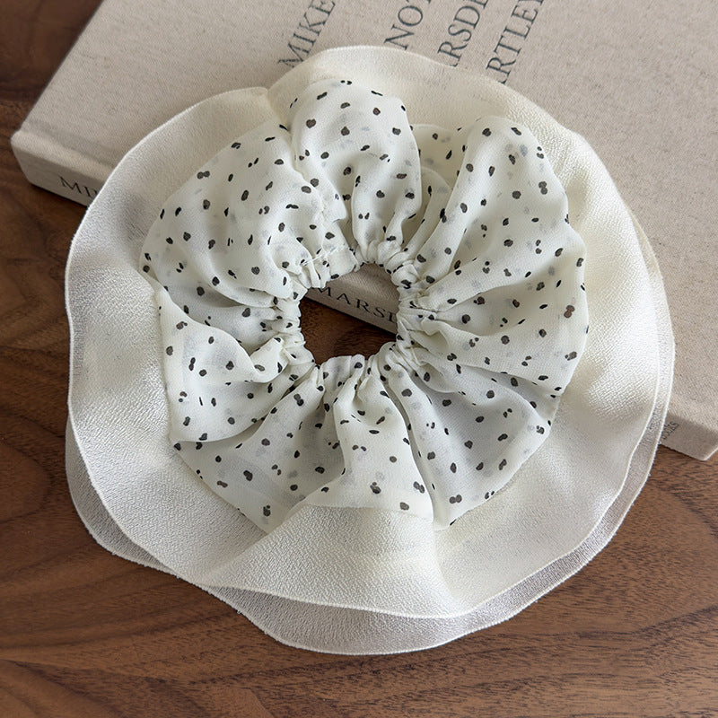 E廠-雪紡大腸髮圈超大號波點2025新款紮頭髮丸子頭高級感氣質頭花法式「27037」25.05-5