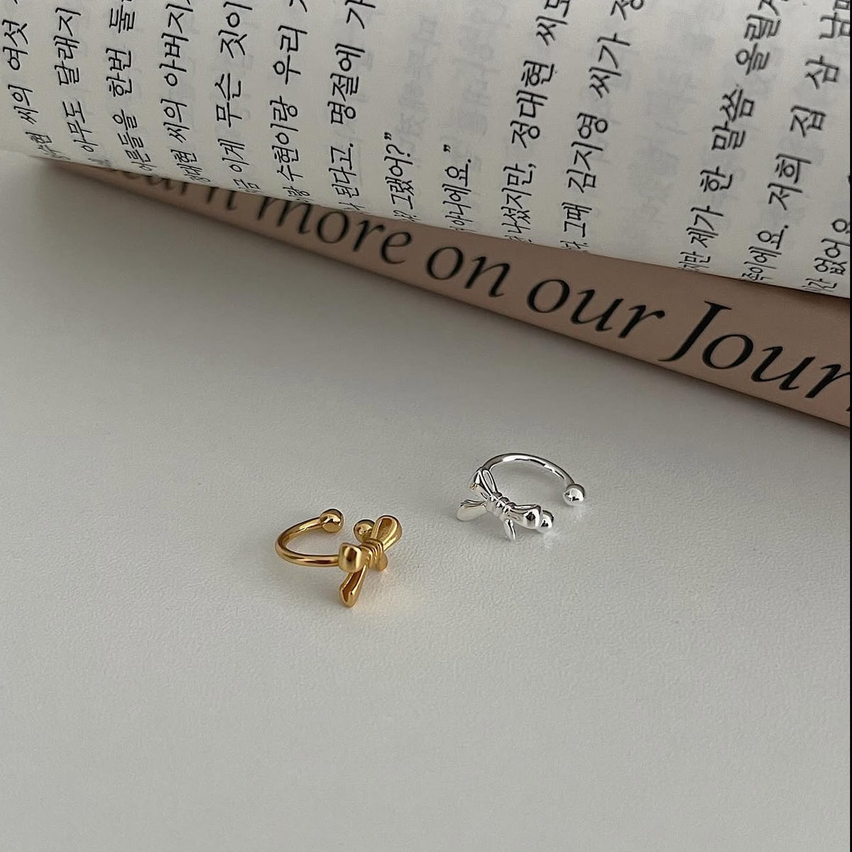 F廠-韓國韓版925純銀蝴蝶結耳夾耳環簡約氣質百搭ins風耳飾「C1396」25.05-2