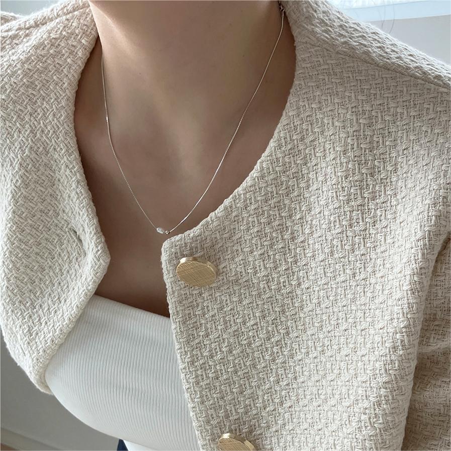 F廠-韓國韓版925純銀珍珠銀珠項鍊簡約時尚百搭ins網紅項鍊「B1138」25.09-2