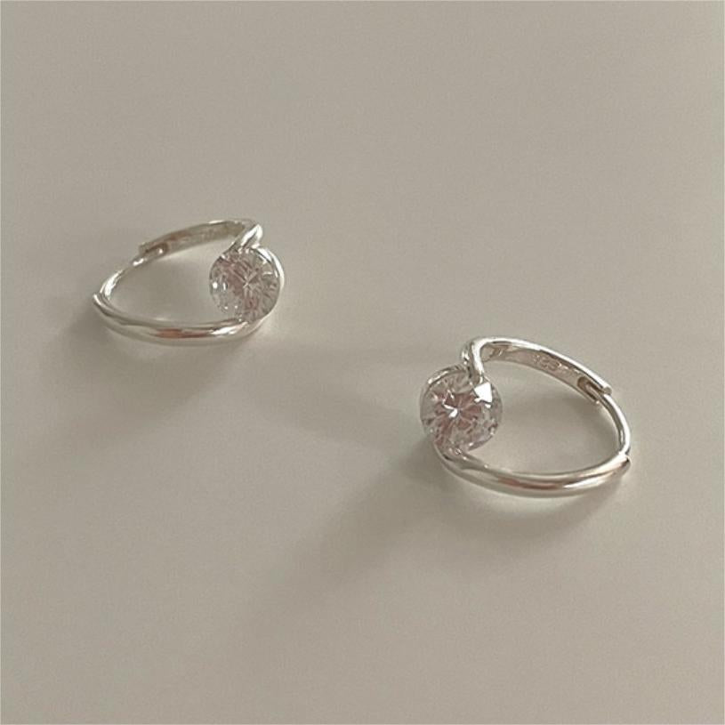 F廠-韓國韓版925純銀鋯石耳環耳扣簡約冷淡風氣質ins風耳飾「C1235」25.05-1