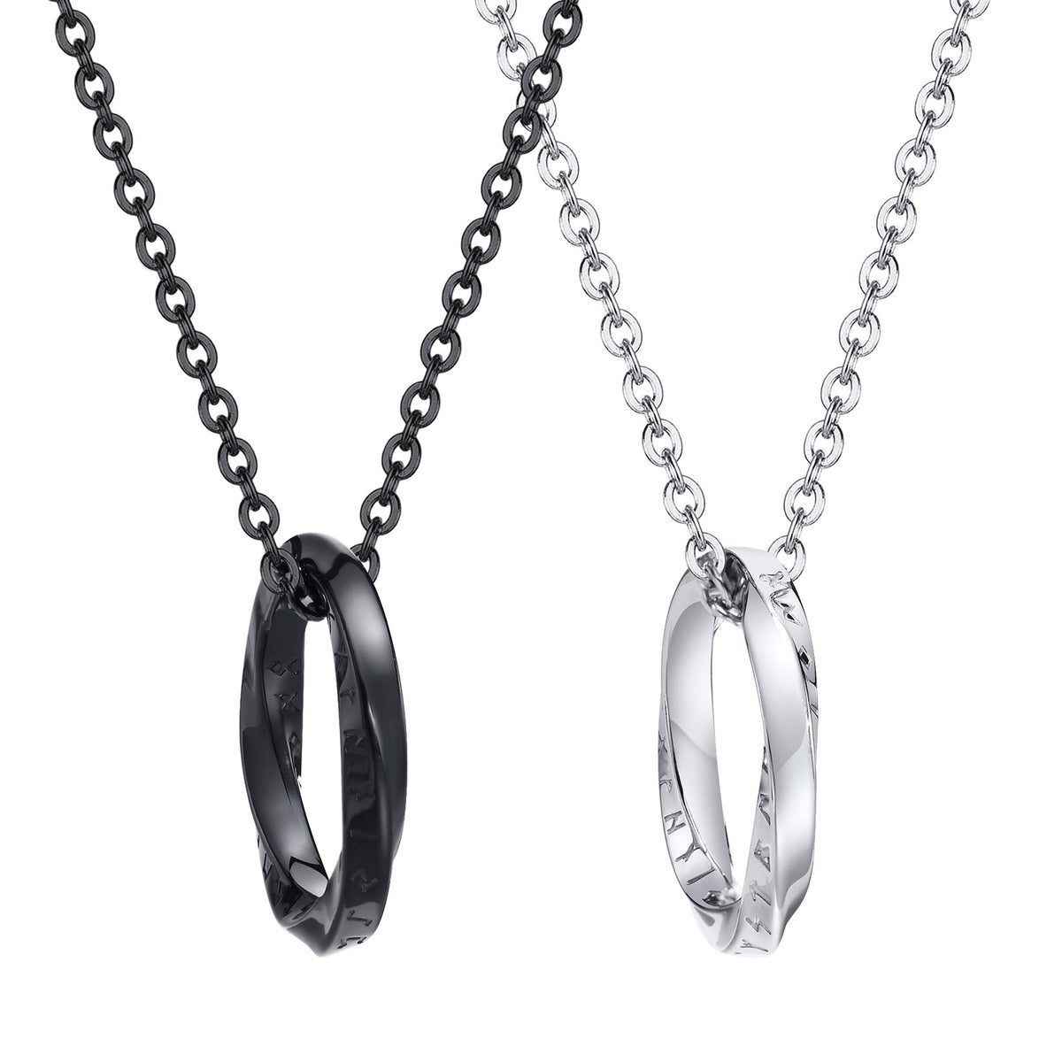 G廠-歐美飾品 不鏽鋼維京盧恩符莫比烏斯吊墜鋼色男項鍊 配飾「PN-1708」25.04-3