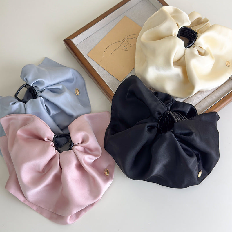 E廠-韓版重工裙擺抓夾後腦勺半扎髮鯊魚夾高級氣質顯髮量緞面髮夾髮卡「27069」25.06-2