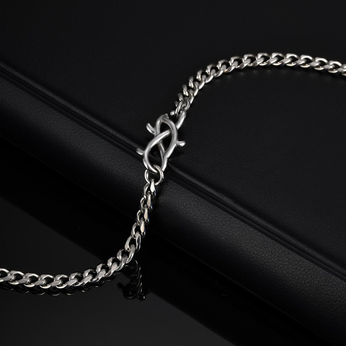 G廠-鈦鋼飾品 跨境歐美男士時尚簡約手飾不鏽鋼荊棘磨鏈手鍊「BR-2570」25.07-3