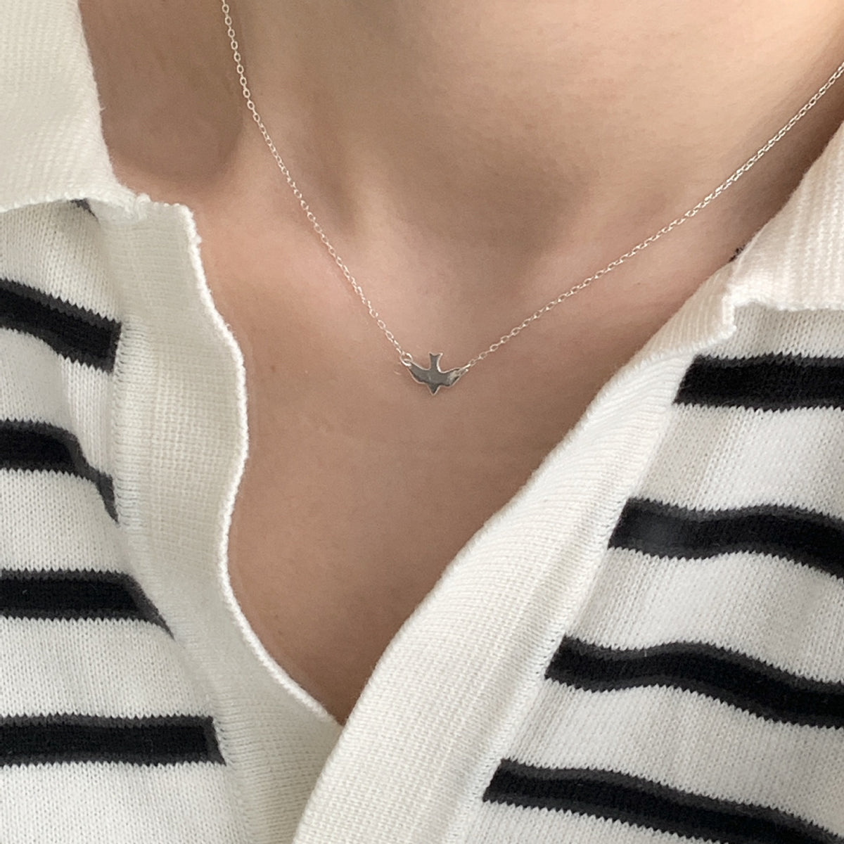 F廠-韓國韓版925純銀自由的小鳥choker項鍊短款脖鏈頸鏈飾「B456」25.05-2