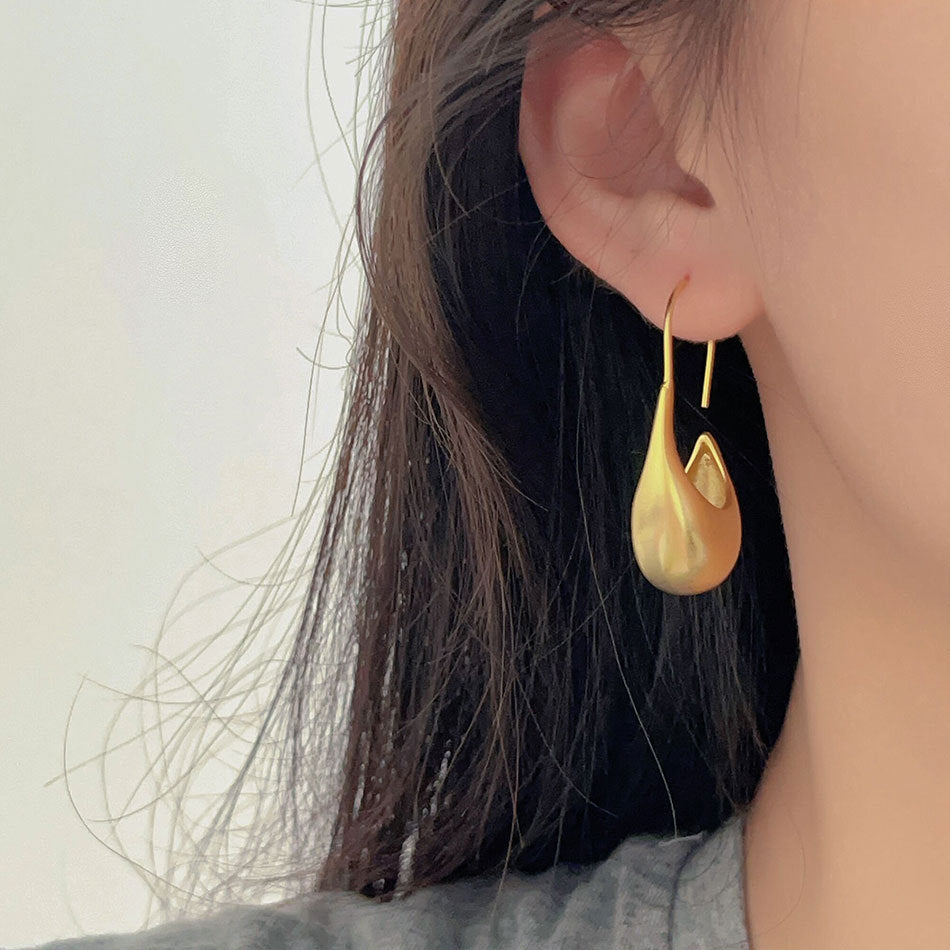 F廠-韓國韓版925純銀磨砂圓弧重工耳環女簡約時尚ins風耳飾「C1233」25.08-4