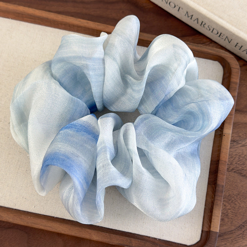 E廠-超仙扎染雪紡大腸髮圈女高級感2025新大號頭繩扎頭髮皮筋髮繩頭飾「26952」25.05-4