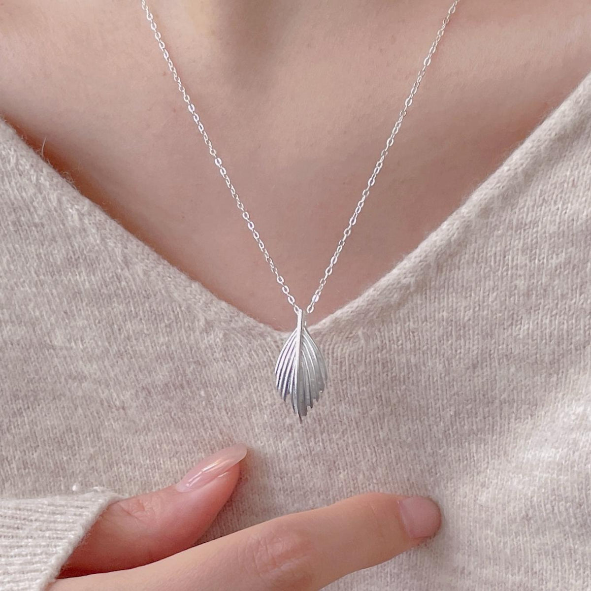 F廠-韓國韓版925純銀葉子項鍊簡約氣質ins百搭小紅書項鍊「B1358」25.05-3