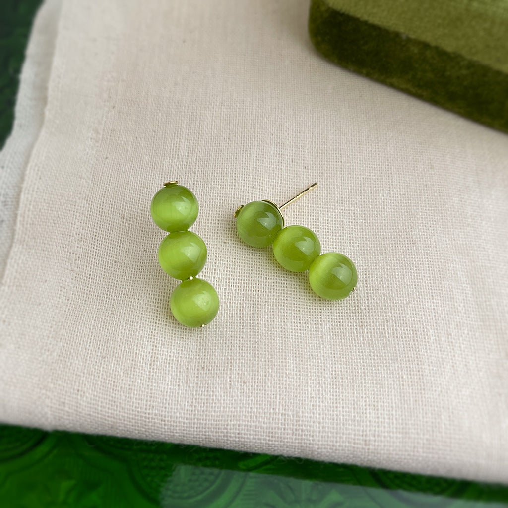 A廠-森系甜美微鑲鋯石橄欖綠耳釘合集 幾何花朵耳飾氣質爆款耳環「ES0603G」25.06-3