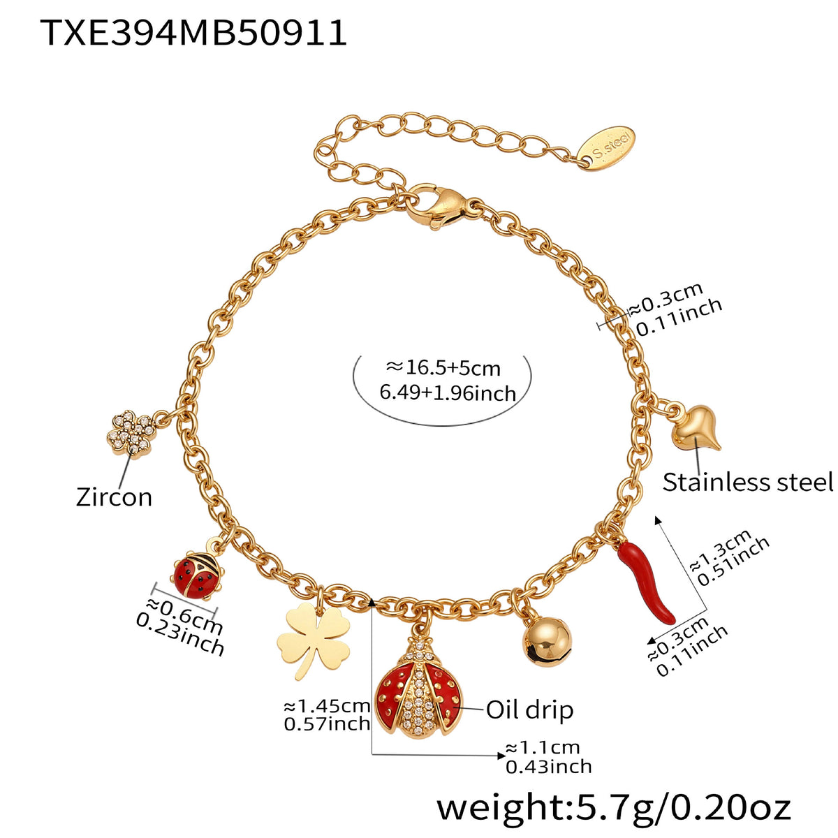 B廠-不鏽鋼琺瑯彩釉小昆蟲DIY多配件項鍊手鍊套裝歐美時尚新款「TXP394」25.09-3