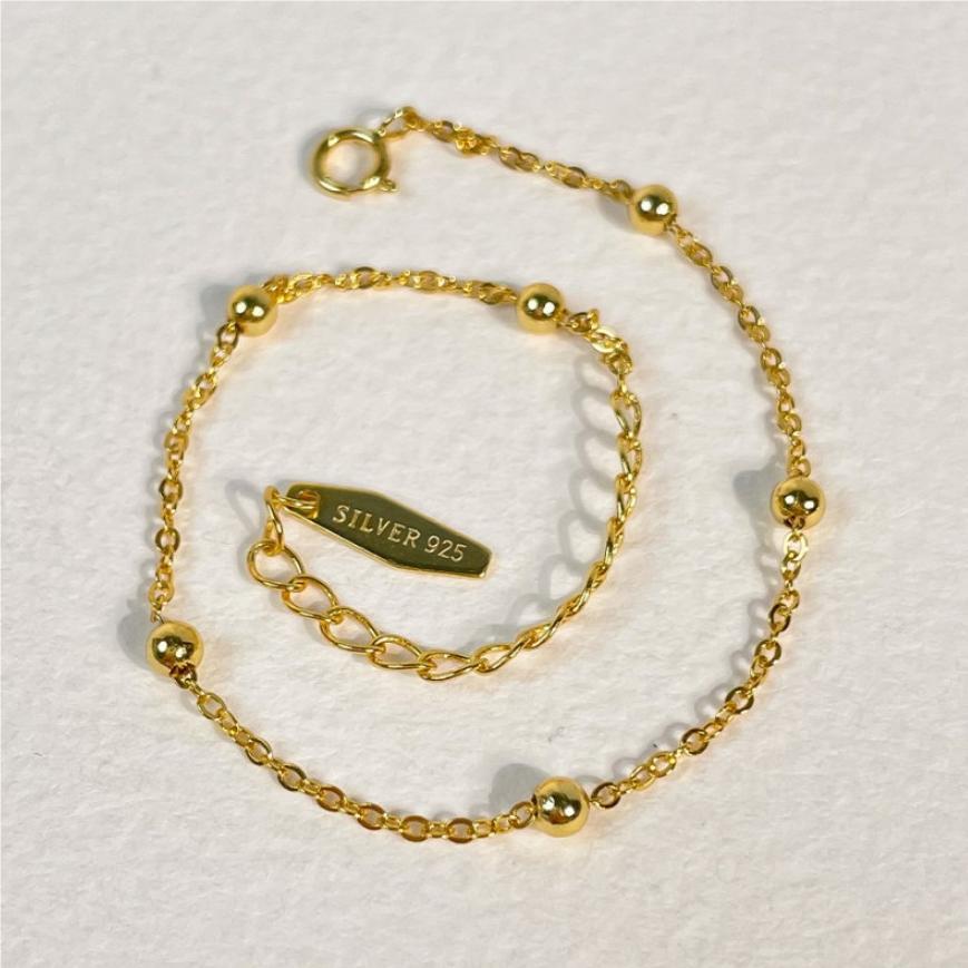 F廠-韓國韓版 明星同款百搭S925純銀十字間珠圓珠手鍊手飾「A170-171」25.05-1