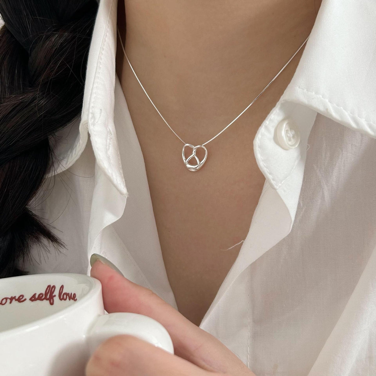 F廠-韓國韓版925純銀愛心蛇骨項鍊簡約氣質ins網紅小紅書項鍊「B1300」25.07-4