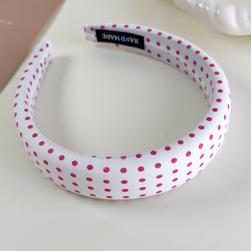 E廠-芭蕾粉~甜美紅色波點斜條紋海綿寬髮箍高級感頭箍氣質高顱頂髮卡「26884」25.05-1