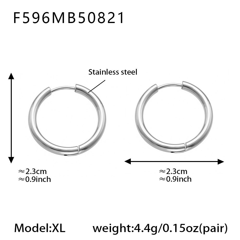B廠-ins小眾設計感不鏽鋼幾何素圈耳環百搭時尚耳飾鍍18k金批發「F596」25.08-5