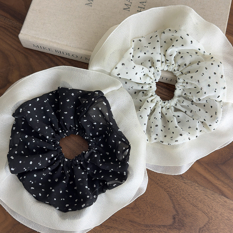 E廠-雪紡大腸髮圈超大號波點2025新款紮頭髮丸子頭高級感氣質頭花法式「27037」25.05-5