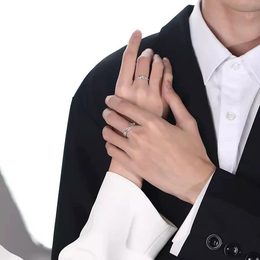 G廠-桔梗花情侶戒指男女一對簡約高級感荊棘對戒時尚百搭小眾開口指環「J2105」25.03-4