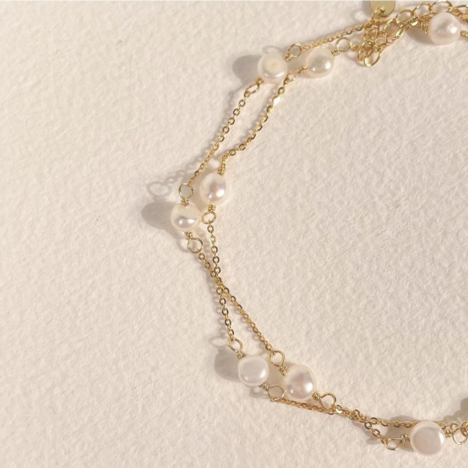 F廠-韓國韓版925純銀INS 小紅書珍珠米珠項鍊銀飾品簡約項鍊「B1093」25.08-1