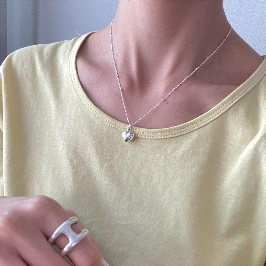 F廠-韓國韓版925純銀愛心珠珠項鍊簡約冷淡風INS小紅書項鍊「B1191」25.09-3