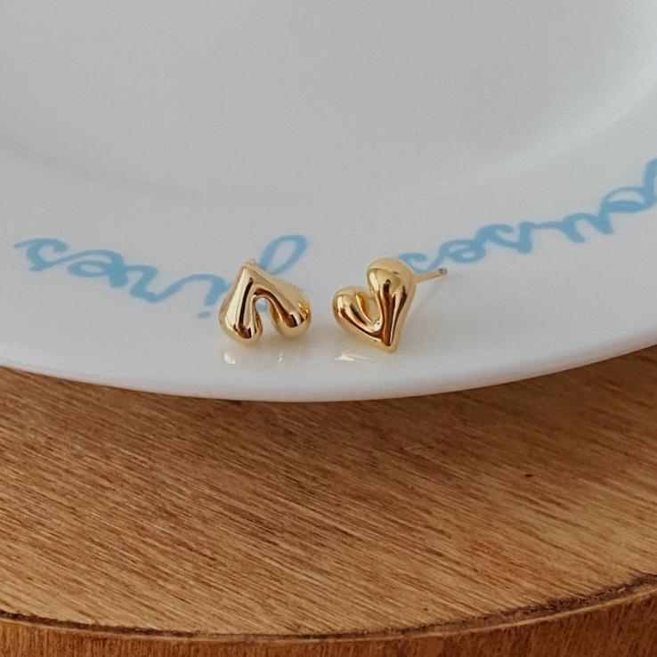 F廠-韓國韓版 925純銀愛心耳釘耳環女日韓國簡約氣質耳飾「C1027」25.07-3