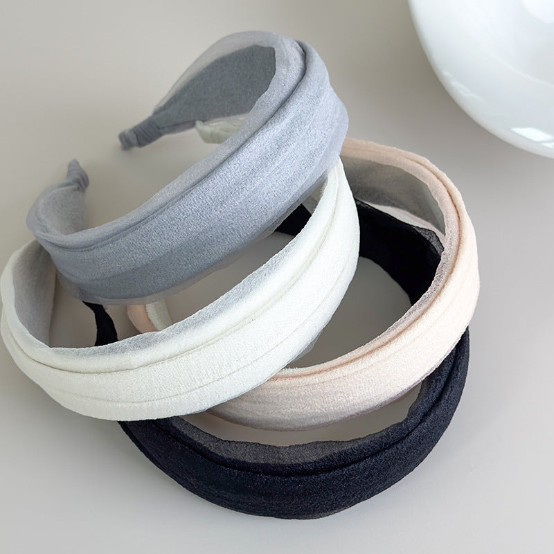 E廠-春夏氛圍感娟紗寬邊髮箍女日常外戴高顱頂洗臉頭箍布藝壓髮卡頭飾「27047」25.06-2