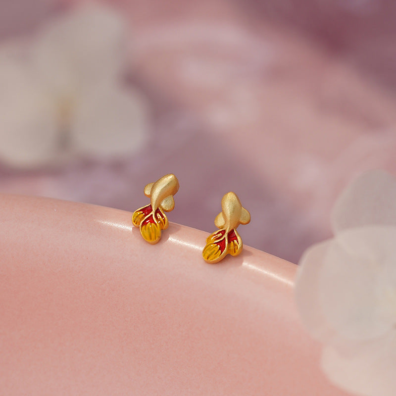 D廠-S999足銀雙錦鯉耳環好運上岸新中式吉祥個性小眾耳飾批發 「YC10072E」25.05-2