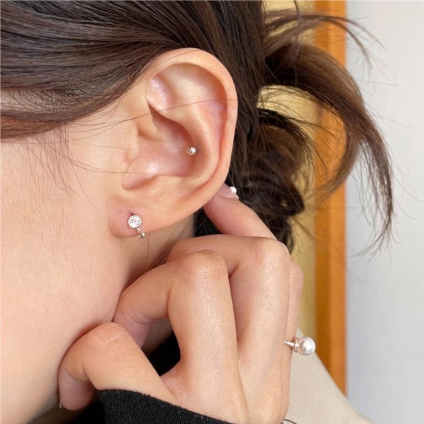F廠-韓國韓版925純銀鋯石耳釘女簡約時尚ins風耳釘耳飾「C1075」25.06-3