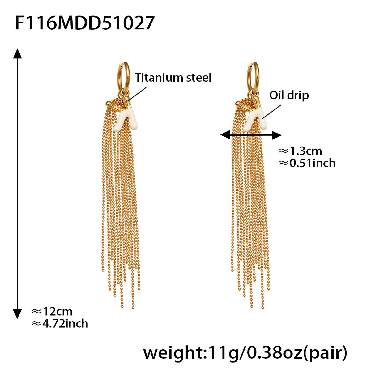 B廠-不鏽鋼K字母滴油流蘇吊墜耳環ins法式潮流個性耳飾鍍18k金「F116」25.10-5