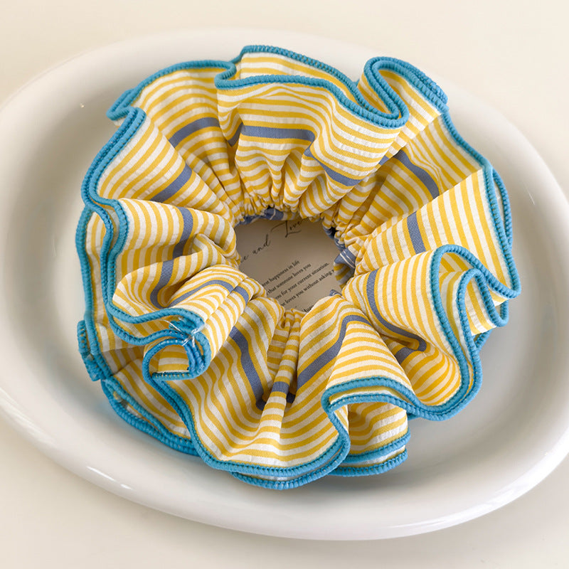 E廠-韓系多巴胺風格彩色多層條紋大腸髮圈頭繩時髦馬尾丸子頭髮繩新款「26919」25.05-3