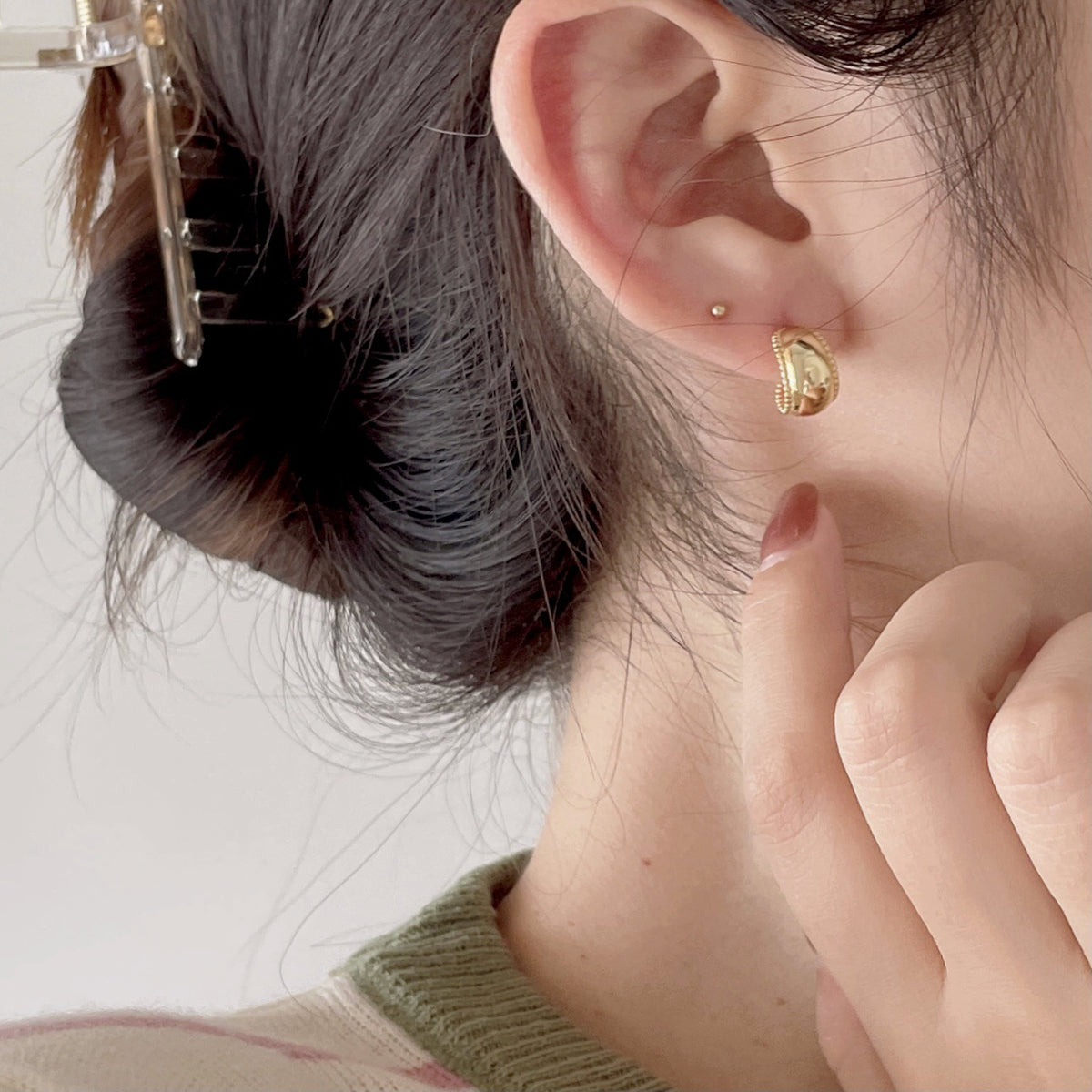 F廠-韓國韓版925純銀圓弧耳釘女簡約時尚百搭ins風幾何耳環「C1185」25.09-2