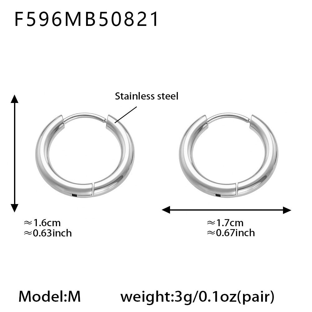 B廠-ins小眾設計感不鏽鋼幾何素圈耳環百搭時尚耳飾鍍18k金批發「F596」25.08-5