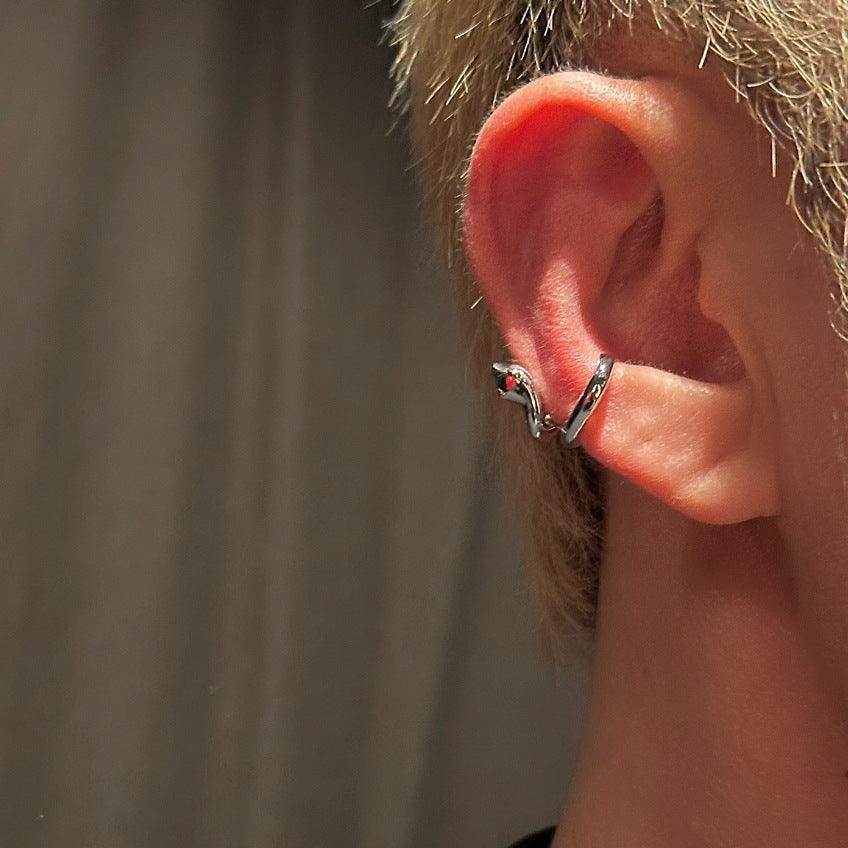 G廠-蛇形耳夾無洞高級感男潮個性嘻哈風無耳洞耳飾時尚簡約小蛇耳骨夾「ES920」25.04-1