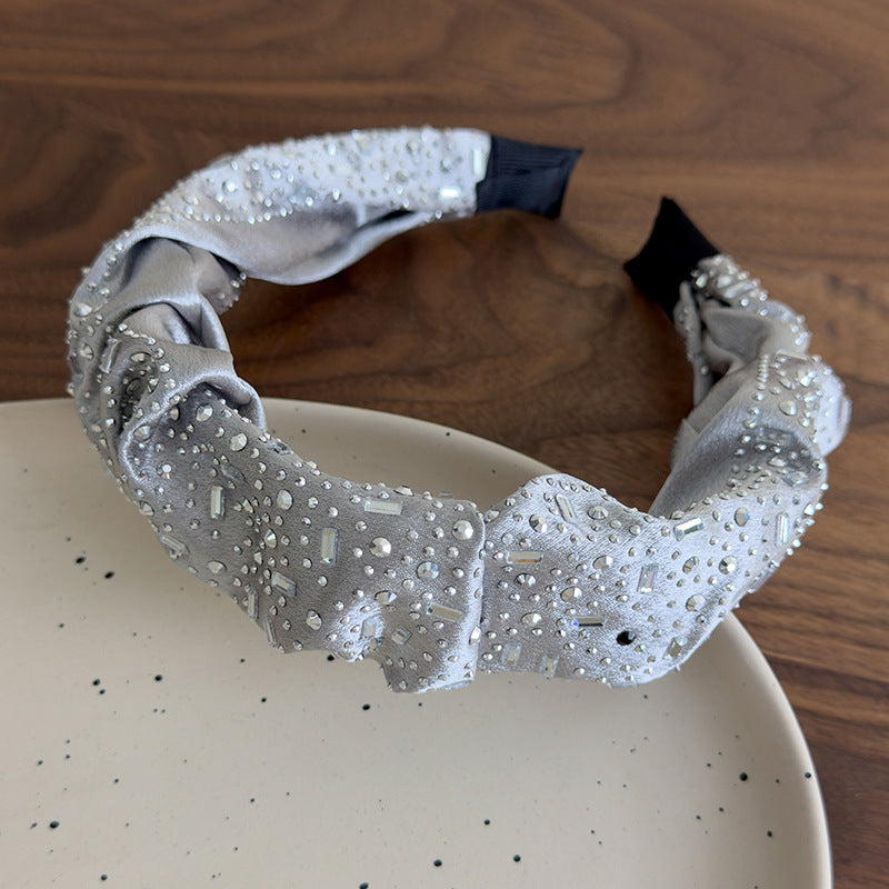 E廠-高級感水鑽大腸圈髮圈扎頭髮馬尾頭繩丸子頭皮筋寬邊水鑽髮箍髮飾「27061」25.06-2