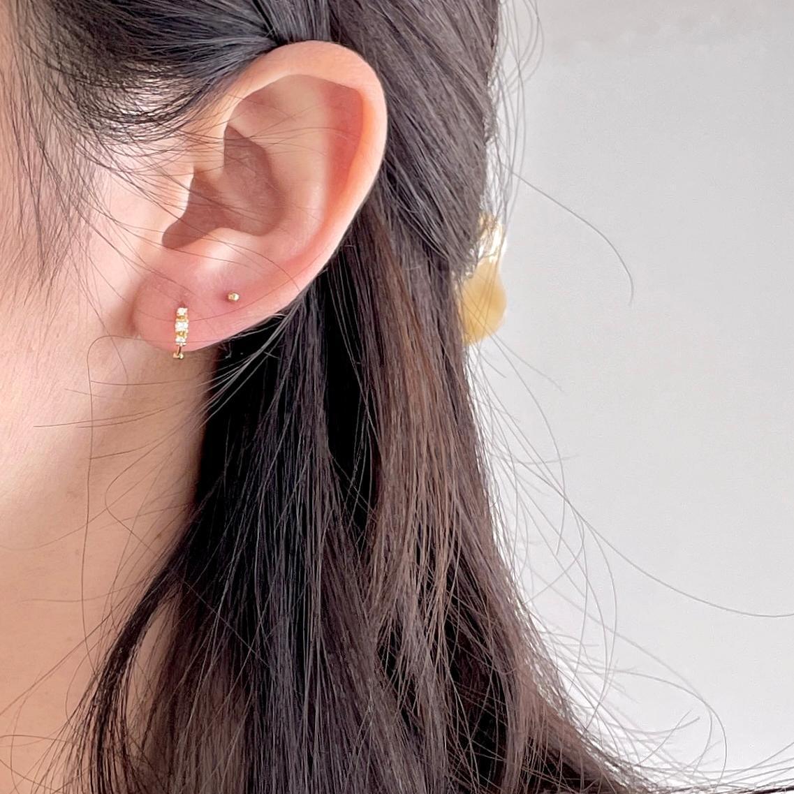 F廠-韓國韓版925純銀鋯石耳扣耳環簡約氣質百搭ins風耳飾「C1388」25.04-2