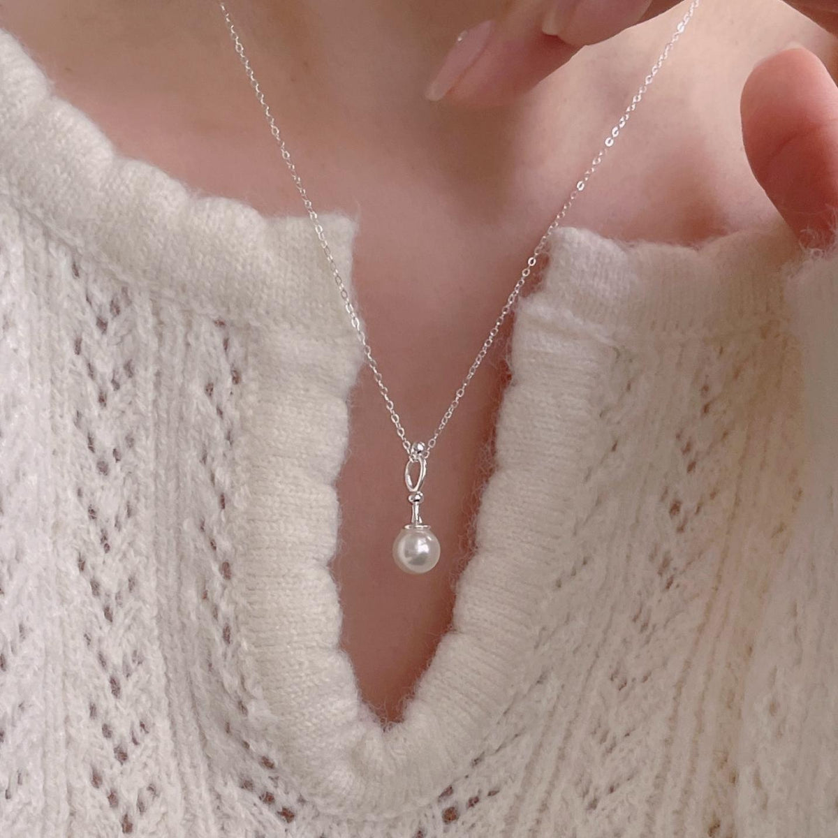 F廠-韓國韓版925純銀珍珠項鍊簡約氣質ins百搭小紅書項鍊「B1359」25.05-3