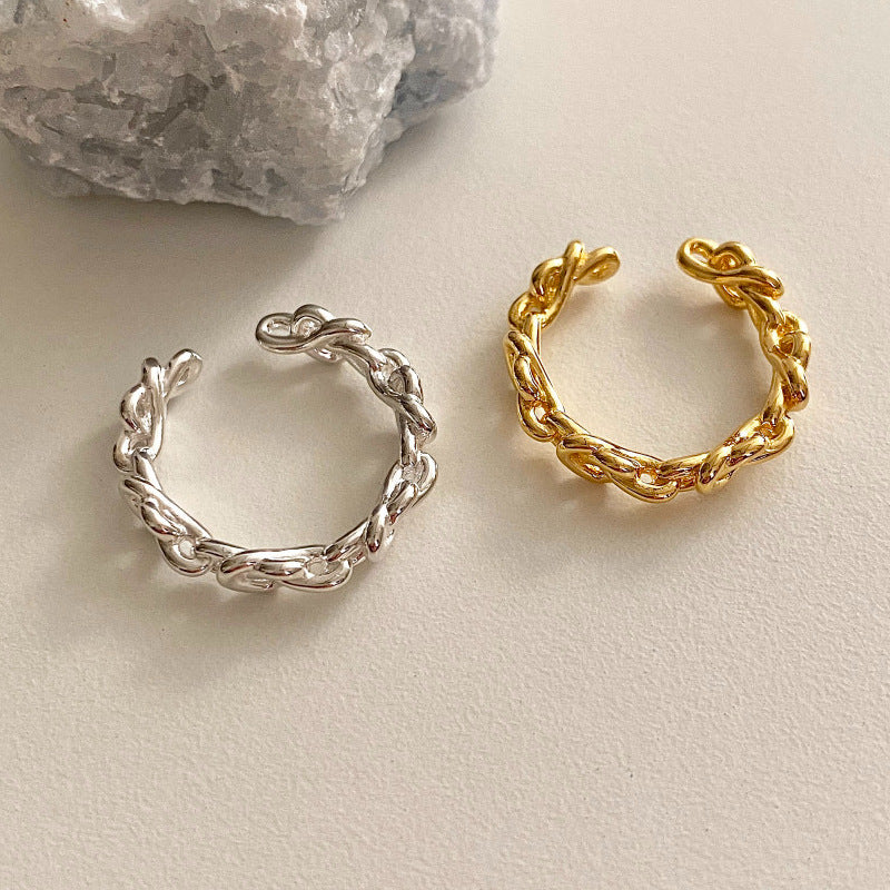 F廠-韓國極簡925純銀星星戒指女小眾設計感ins網紅復古開口指環「J1588」25.05-2