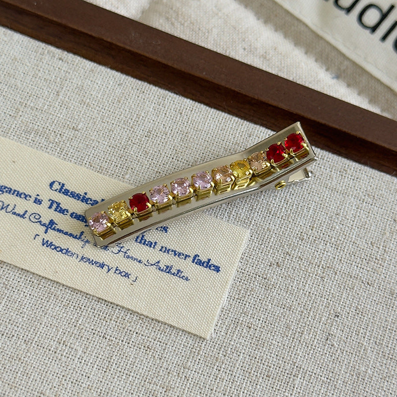 E廠-韓國ins彩色多巴胺水晶髮夾側邊瀏海碎髮一字鴨嘴夾網紅髮夾髮飾「27117」25.06-4