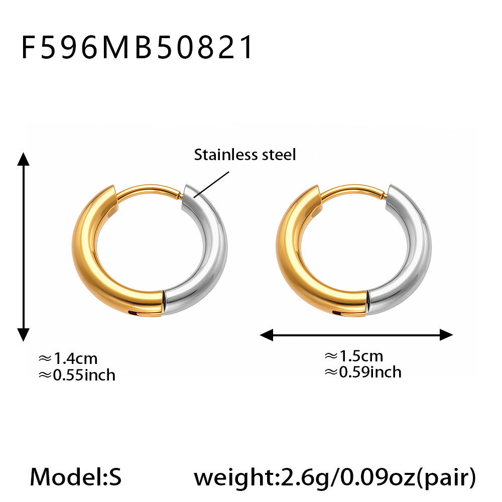 B廠-ins小眾設計感不鏽鋼幾何素圈耳環百搭時尚耳飾鍍18k金批發「F596」25.08-5