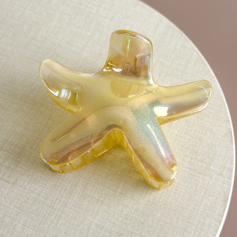 E廠-韓版個性甜美百搭大號彩色海星雞蛋花抓夾度假風簡約花朵鯊魚夾女「27045」25.06-1