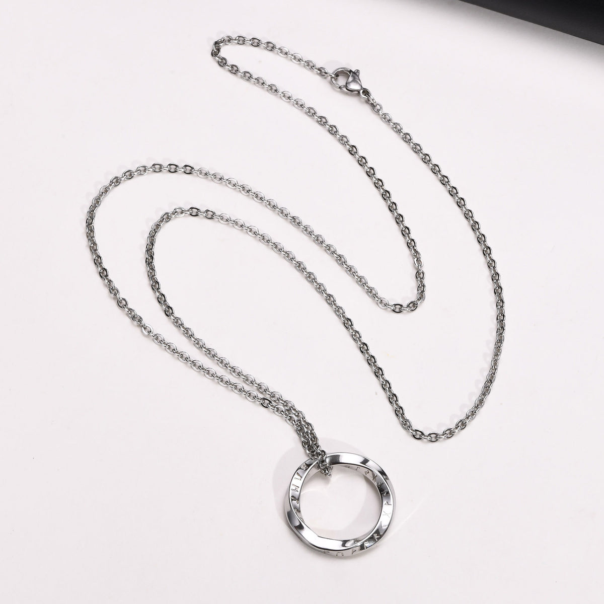 G廠-歐美飾品 不鏽鋼維京盧恩符莫比烏斯吊墜鋼色男項鍊 配飾「PN-1708」25.04-3