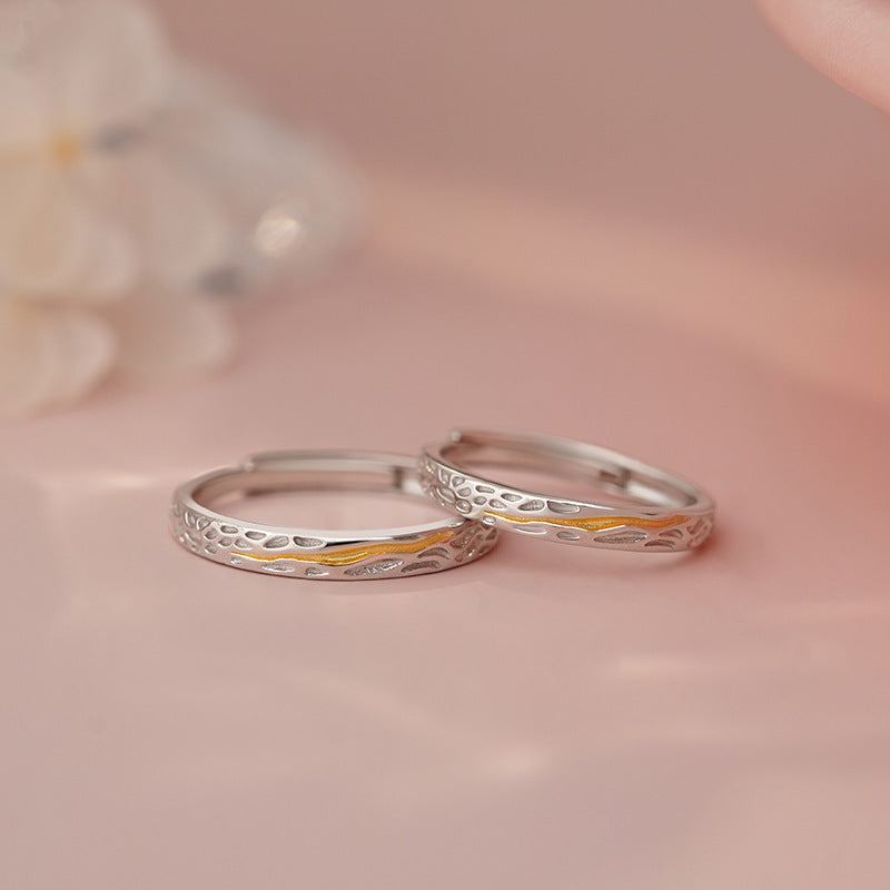 D廠-S999足銀肌理感情侶對戒小眾簡約質感幾何輕奢手飾「YC4842R_1」25.05-1