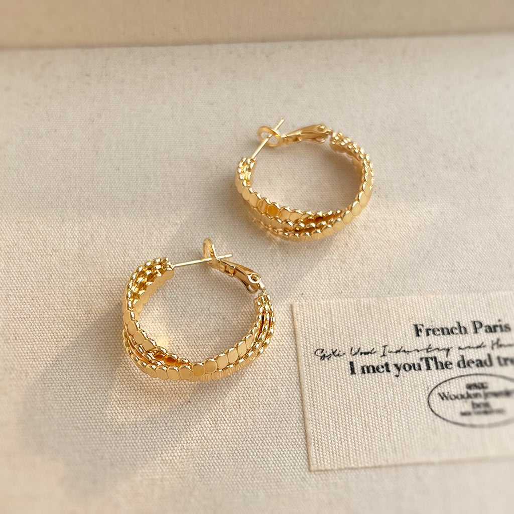 A廠-時尚通勤高級感鍍14K圓形幾何百搭耳環2025年新款耳環飾品工廠「5721-5722」25.04-3