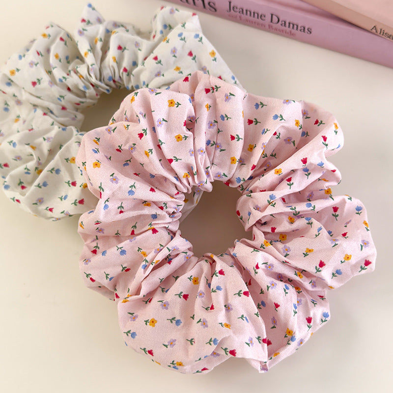 E廠-森系小碎花髮圈百搭布藝大腸圈頭繩少女半扎馬尾髮繩丸子頭髮飾品「26943」25.05-3