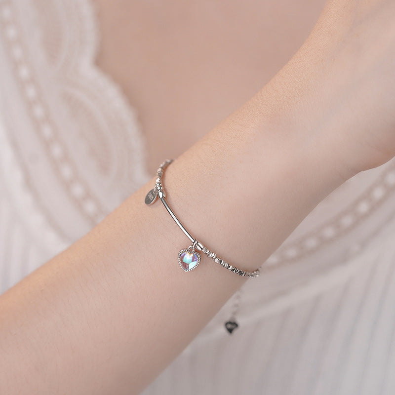 D廠-S925純銀幻彩愛心手鍊夏季清新高級設計韓風韓版溫柔手飾「YC4363SL_1」25.08-4