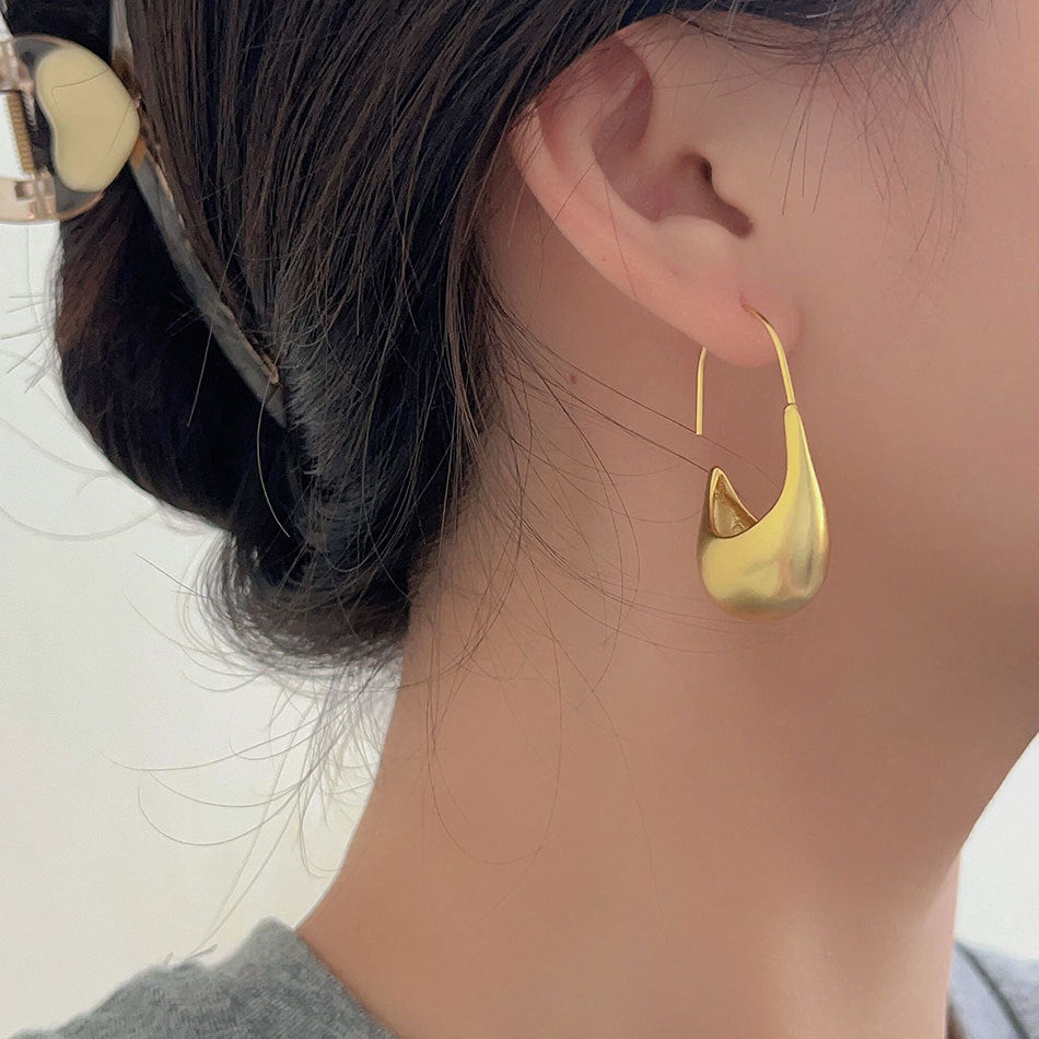 F廠-韓國韓版925純銀磨砂圓弧重工耳環女簡約時尚ins風耳飾「C1233」25.08-4