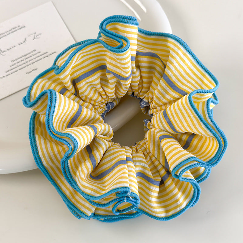 E廠-韓系多巴胺風格彩色多層條紋大腸髮圈頭繩時髦馬尾丸子頭髮繩新款「26919」25.05-3