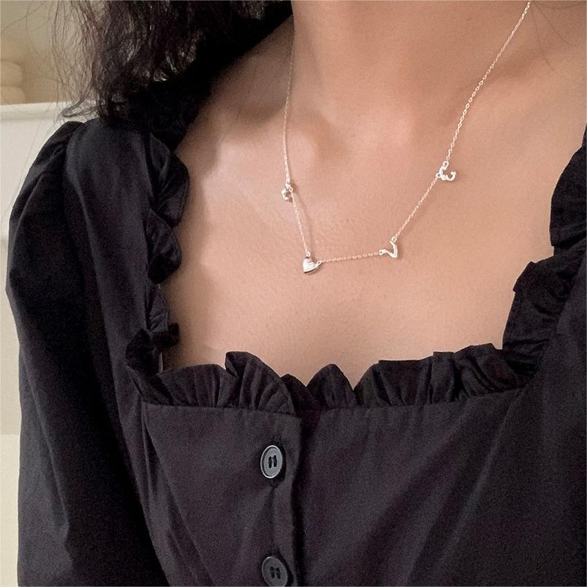 F廠-韓國韓版925純銀LOVE項鍊簡約氣質ins網紅小紅書項鍊「B1210」25.09-1