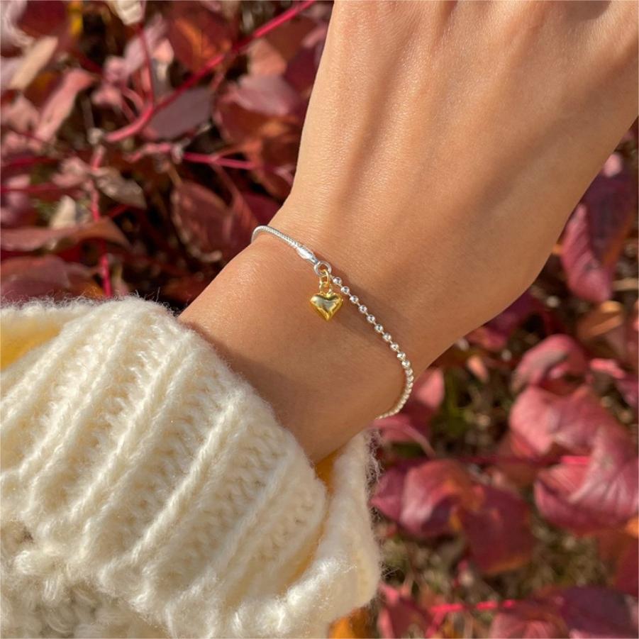 F廠-韓國 S925純銀手鍊簡約INS小紅書分色愛心圓珠手鍊「A341」25.07-4