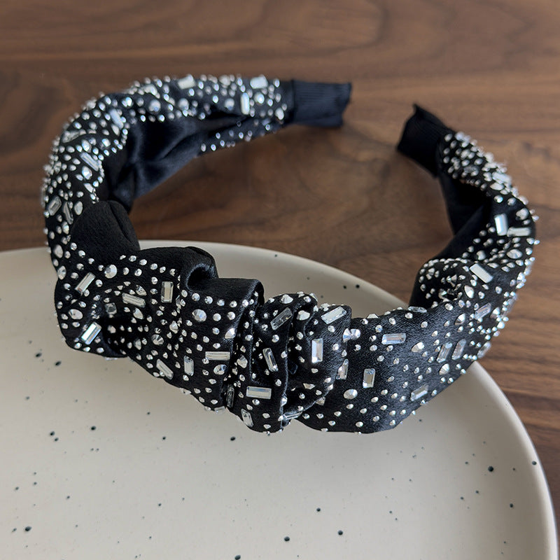 E廠-高級感水鑽大腸圈髮圈扎頭髮馬尾頭繩丸子頭皮筋寬邊水鑽髮箍髮飾「27061」25.06-2